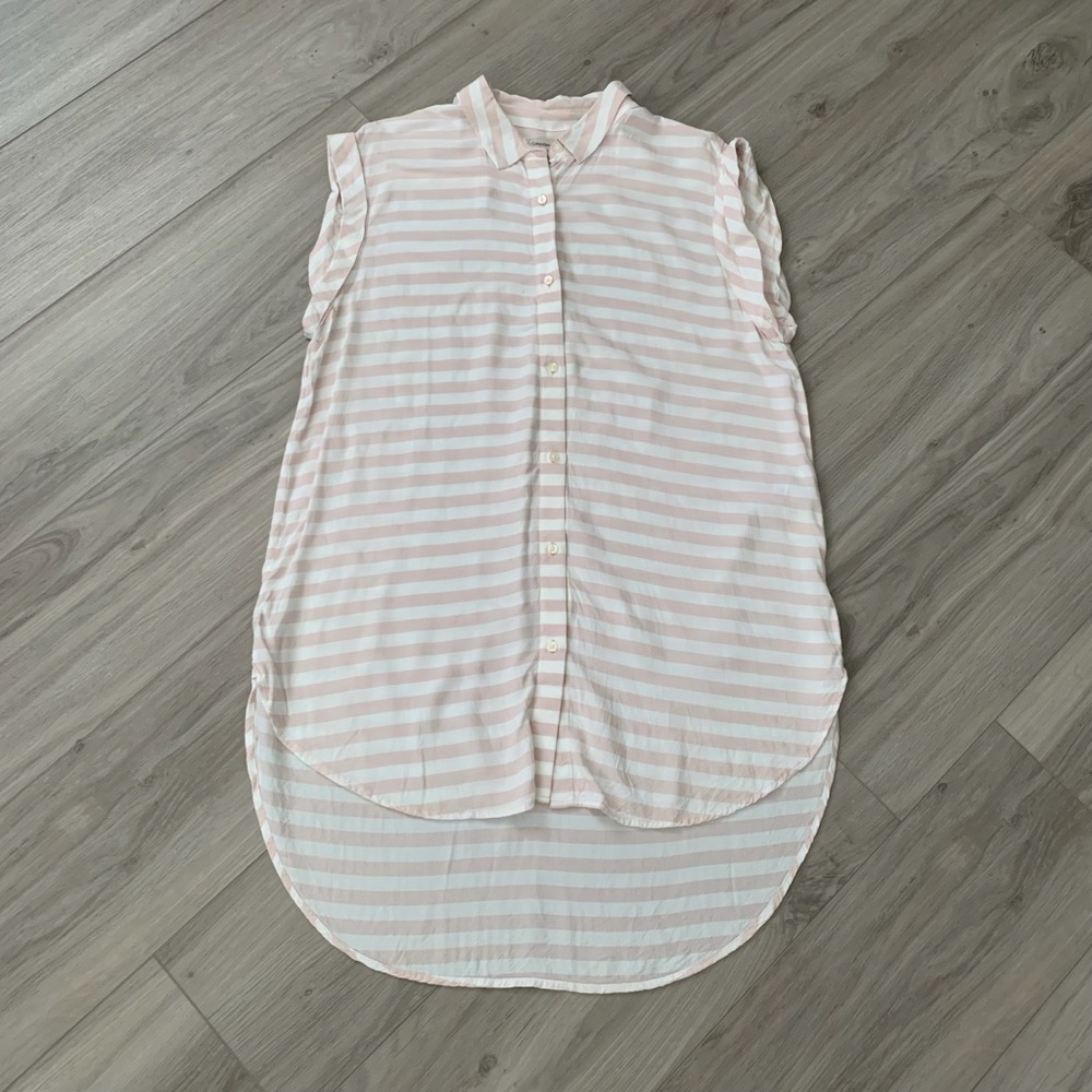 Calvin Klein Jeans Pink and White Striped Sleeveless Top |Size XL